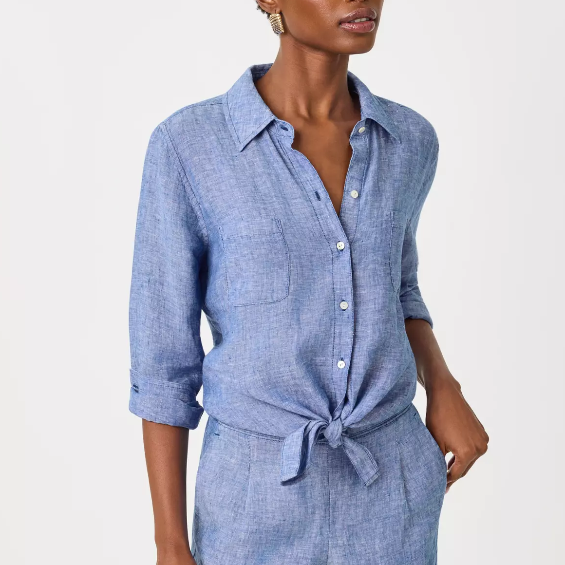 100% Linen Relaxed Long Sleeve Button Down Shirt