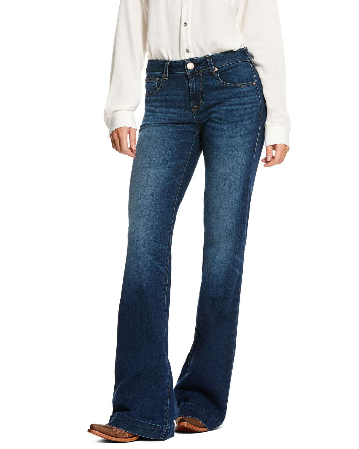 Mid Rise Dark Wash Stretch Bootcut Denim Jeans