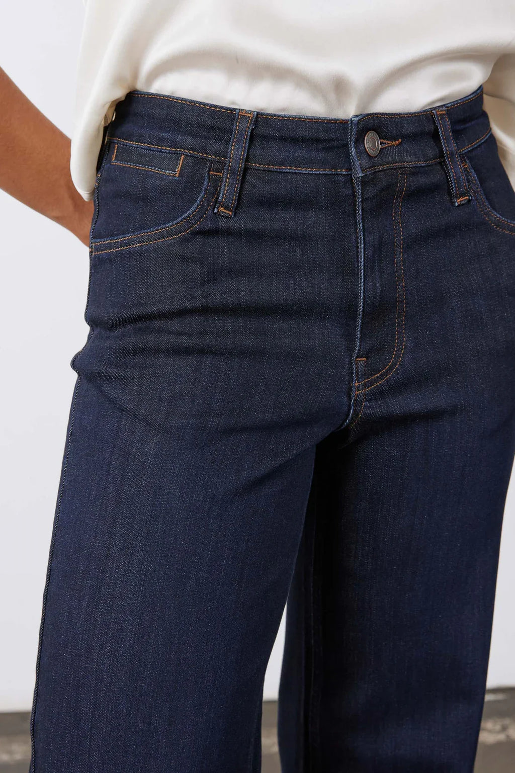 Mid Rise Dark Wash Wide Leg Denim Jeans
