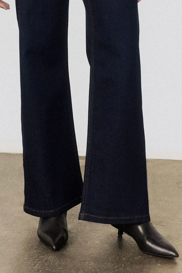 Mid Rise Dark Wash Wide Leg Denim Jeans